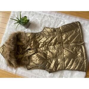 South Pole Women's Quilted Hooded Vest with Faux Fur Trim